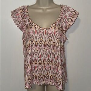 LOFT Boho Short Flutter Sleeve T-Shirt Tee Women’s Medium M